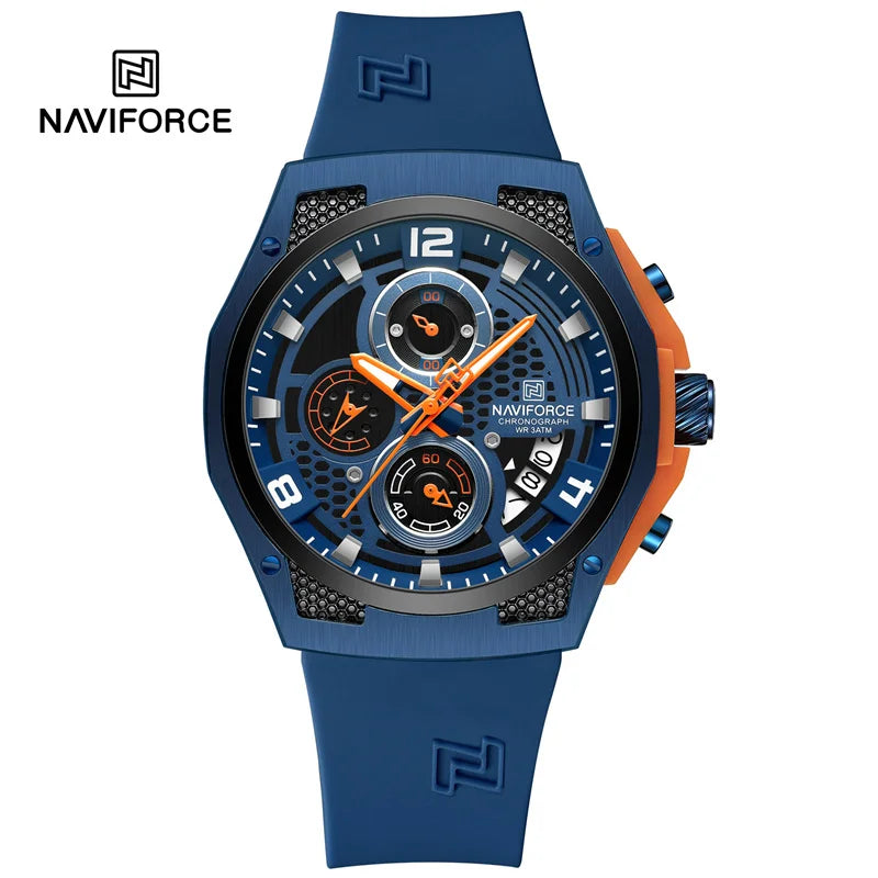 Navforce NF8501T Sport | Machine Alloy | Blue Silicone Strap