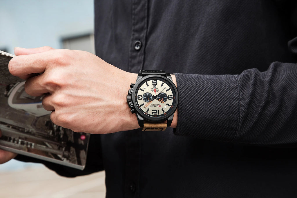 Curren 8314 Sport | Dark Trim | Brown Leather Strap